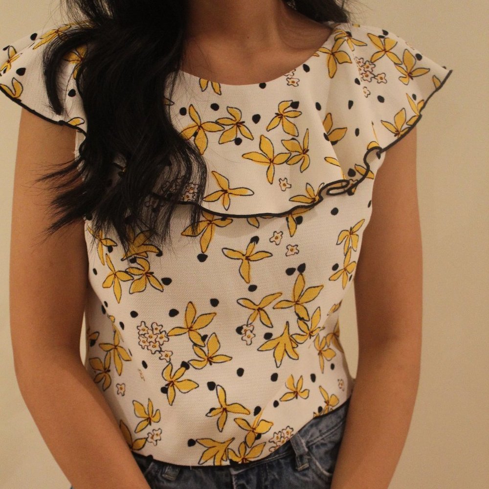 3/$25 Zara basic printed off shoulder top